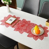 앤티스 서양풍 플라워 테이블매트 2p, 레드, 91 x 35cm