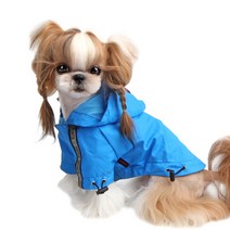 퍼피아 반려동물 소형견 대형견 빛반사 아웃도어 방수 우비 레인코트, 스카이블루