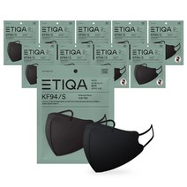 에티카 보건용 마스크 베이직 성인용 KF94 검정색 소형, 1개입, 10개