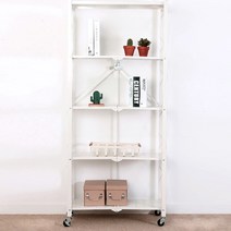 리빙해피 파브 이동접이식 철제선반 5단, 화이트