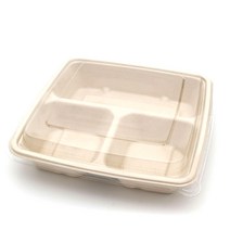 포장대장 펄프 3칸 트레이 일회용도시락 뚜껑포함 900ml, 1개입, 75개