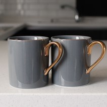 에크렌 24K 골드 머그잔 300ml, 그레이블루, 2개