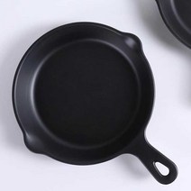 칠린 멜라민웨어 원형 후라이팬 플레이트 접시, 블랙, 1개