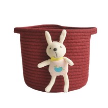 따니네 다용도 인테리어 수납 수제 바구니 BZK002, 버건디 토끼, 1개