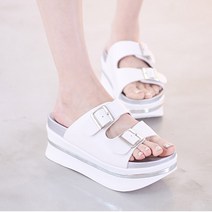 여성용 통굽 버클 패션 슬리퍼