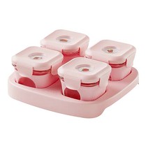 카라 베이비 이유식 밀폐용기 120ml x 4p + 트레이 세트, 핑크, 1세트