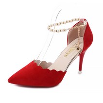 마켓A 플라워웨이브 진주앵클릿 펌프스힐 8cm