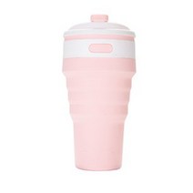 퓨코이 접이식 실리콘 텀블러, 500ml, 스카이핑크
