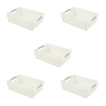 더자카 파스텔 다용도 수납바구니 M, 화이트, 5개
