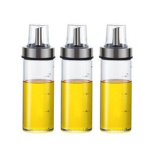 카페로메오 내열 유리 스텐일자캡 오일병 양념병 200ml x 3p + 스티커, 1세트