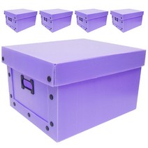 바른산업 플라스틱 이사박스 스냅단추 정리함 B형, 박스(연보라), 단추(블랙), 5세트