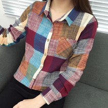 공블리 여성용 파스텔 체크 셔츠CSB1007