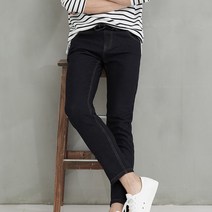 진마니아 남성용 허리밴딩 데일리 블랙 슬림핏 배기진 MJS-009