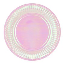 파티팡 메탈릭 일회용 파티 접시 23cm 홀로그램 화이트, 10개입, 3개