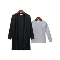 유라비 아동용 숄카라 롱 가디건 + 티셔츠 세트