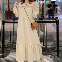 마켓A 리본 카라 프릴 임산부 원피스