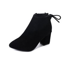 마켓에이 프로스트 벨벳 백리본 앵클부츠