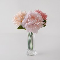 블루밍앤미 브리즈 작약 3송이 화병세트, 진핑크, 아이보리, 연핑크