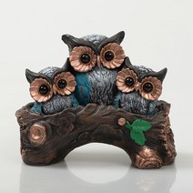 미소비즈 조디코 엔틱 부엉이 장식품 B형, 통나무 부엉이