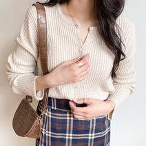 아모르데이 여성용 베이직 심플 데일리 골지 포멀핏 긴팔 미츠골지 가디건