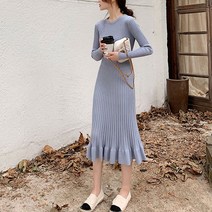 포플러앤씨 미니멀 니트 골지 원피스