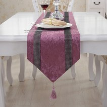 알럽홈 스톤라인 태슬 럭셔리 테이블러너, 퍼플, 33 x 120 cm