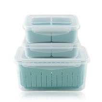 제오닉 나누담 밀폐용기 3종 세트, 1세트, 직사각 칸칸이 밀폐용기 1100ml + 채반 4000ml + 정사각 칸칸이 밀폐용기 1300ml