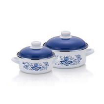ELO 쯔벨 낮은형 인덕션 법랑냄비 세트 2개, 혼합색상, 양수냄비 16cm + 24cm