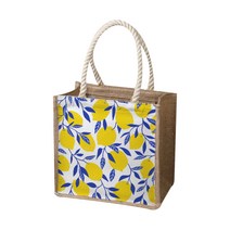 알럽홈 일본식 캔버스 도시락 가방 블루리프 화이트, 1개