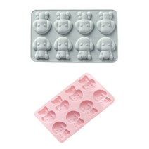 차칸쿡 실리콘몰드 서있는강아지 8구 2종 세트, 블루, 핑크