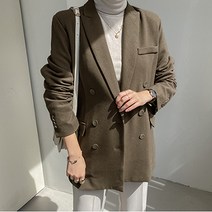 여성용 클래식 루즈핏 더블 버튼 재킷