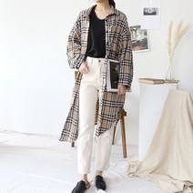 팡팡샵 카라멜 체크 임산부 남방