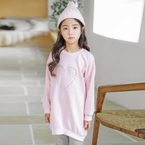 여아용 반짝이 하트 롱 맨투맨