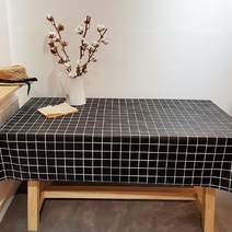 블랙체크 방수 테이블보, 혼합색상, 120 x 137 cm