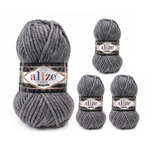 마마니트 슈퍼라나 메가필 털실 4p, 21 라이트그레이, 55m