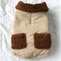 바이담수미 강아지 리본 양털 패딩, 베이지