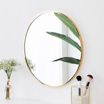 인디우드 로제 골드 원형 스테인리스 거울