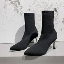 플로스 니트형 스틸레토힐 미들 삭스부츠