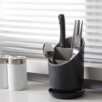 몰래 물빠짐 3단 수저통, 블랙, 1개