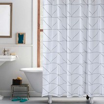 모던 화이트 패브릭 샤워커튼 120 x 180 cm, 1개