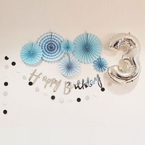 생일파티용품 생일파티세트 3, 블루, 1세트
