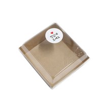샌드위치 정사각 KP 마카롱용기 300p + 화이트원형 맛있게드세요 스티커, 1세트