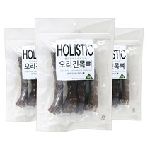 홀리스틱 강아지 오리 긴목뼈 수제간식 100g, 3개
