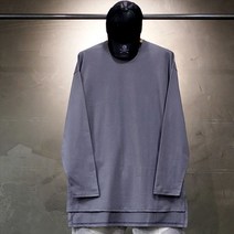 오버홀릭 남성용 오버핏 레이어드 롱 트임 긴팔티셔츠
