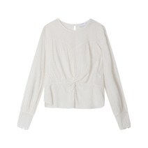 이로 여성 아이보리컬러 꼬임 디테일 펀칭 레이스 블라우스 KITHNOS BLOUSE