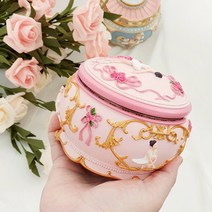 진심디자인 발레리나 백조의 호수 앤틱 오르골 보석함, 로즈 핑크