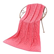 토끼 극세사 목욕 수건 대형, 핑크, 1개