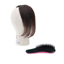 인모 네츄럴 탑 헤어피스 + 브러쉬, 자연갈색, 1세트