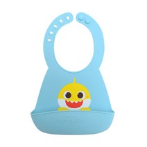 핑크퐁 유아용 아기상어 실리콘 턱받이, 혼합색상, 1개