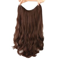 앞머리없는 똑딱 긴머리 웨이브 원터치 부분가발, 초콜릿브라운, 1개